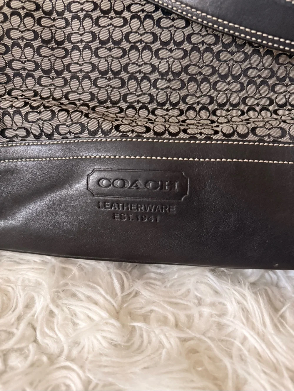 COACH Black Signature Canvas & Leather Hobo Bag